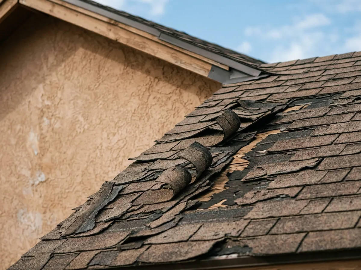 Representative photo of worn and missing roof shingles