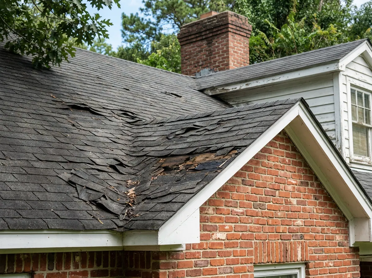 Representative photo of worn and missing roof shingles