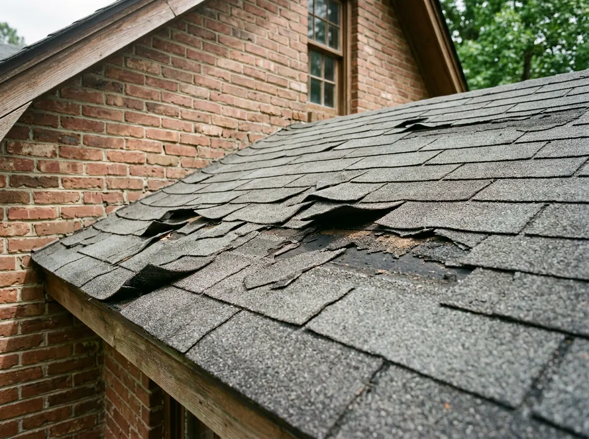 Representative photo of worn and missing roof shingles