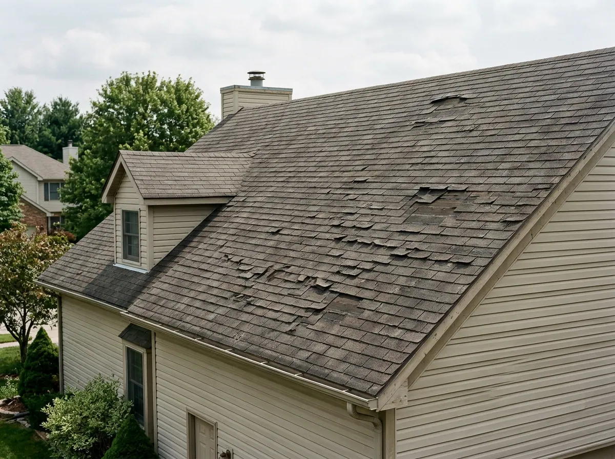 Representative photo of worn and missing roof shingles