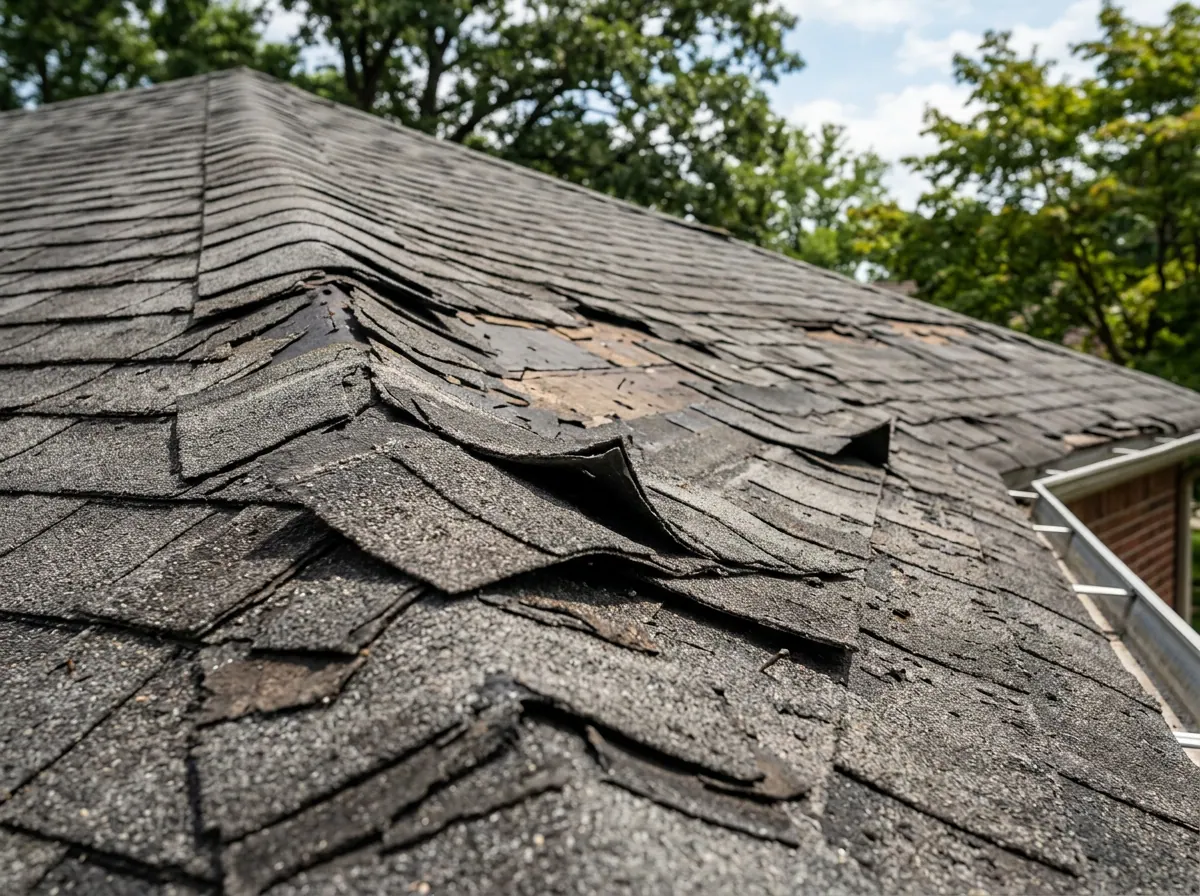 Representative photo of worn and missing roof shingles