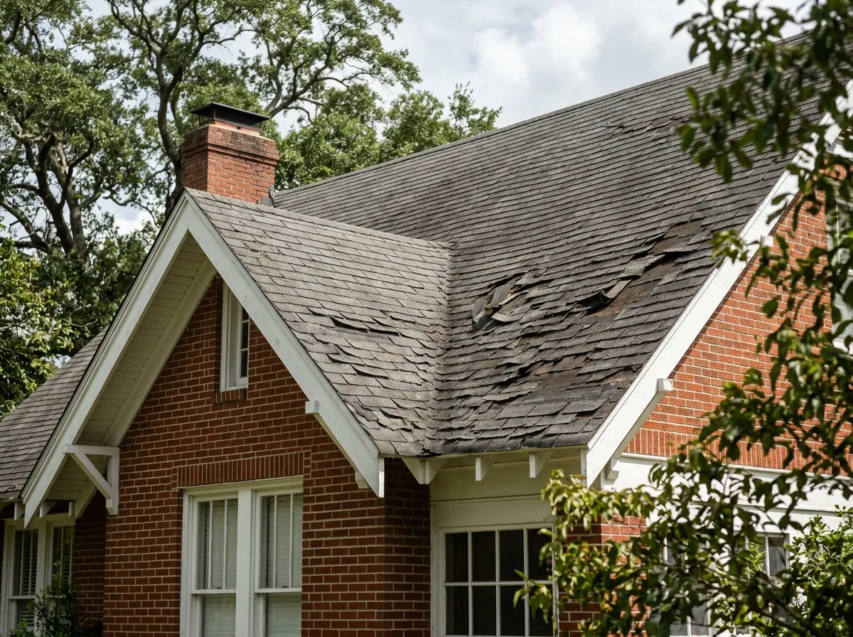 Representative photo of worn and missing roof shingles