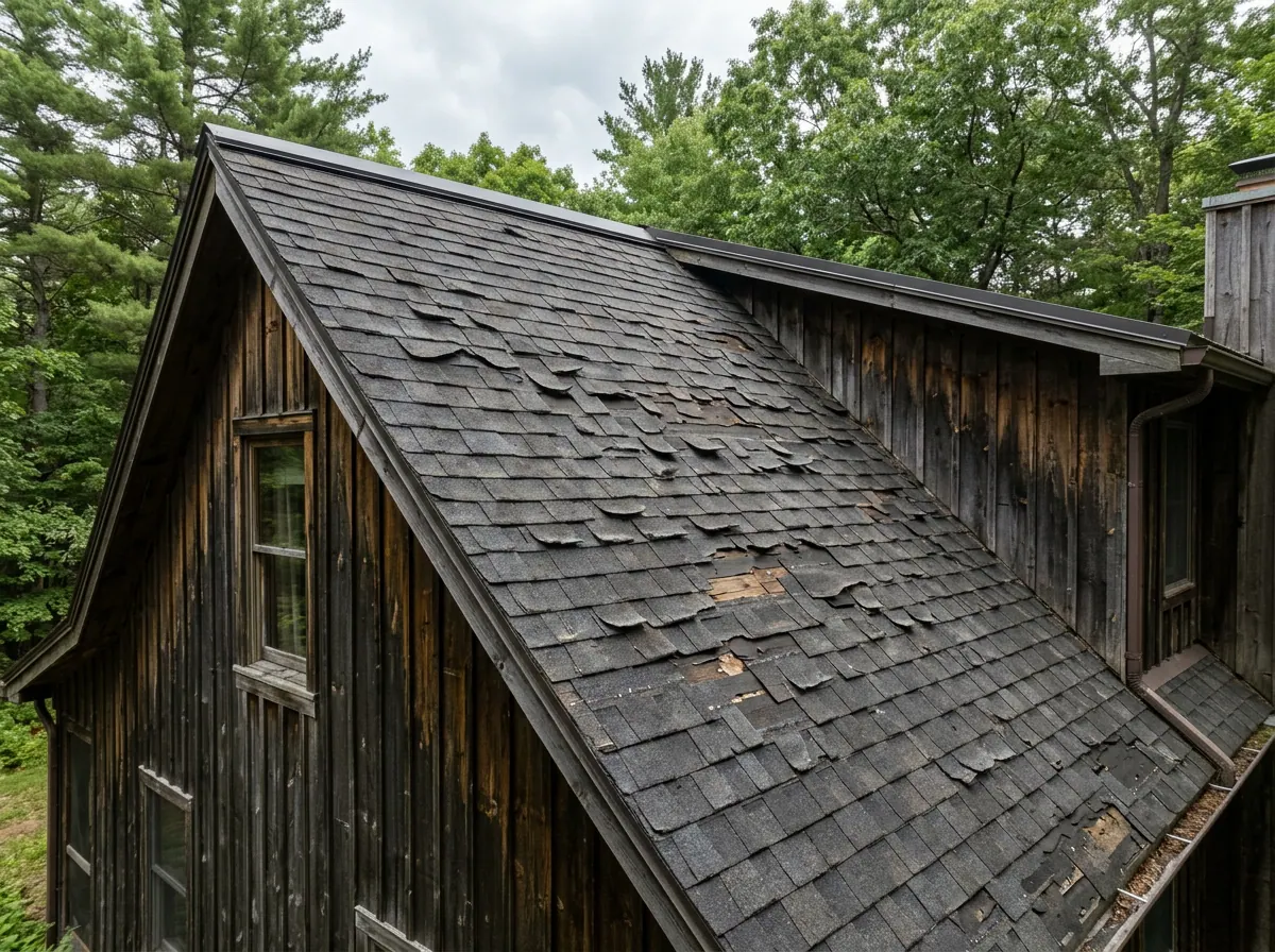 Representative photo of worn and missing roof shingles