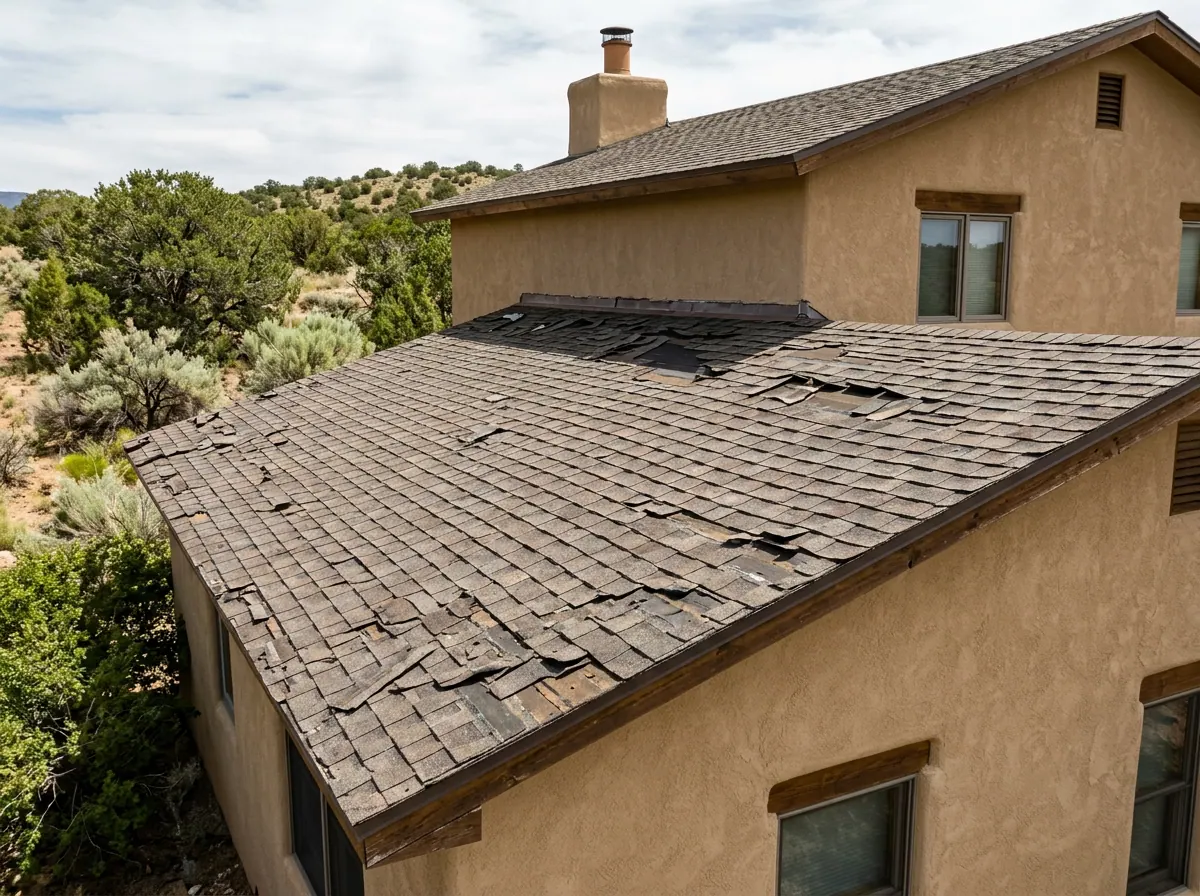 Representative photo of worn and missing roof shingles