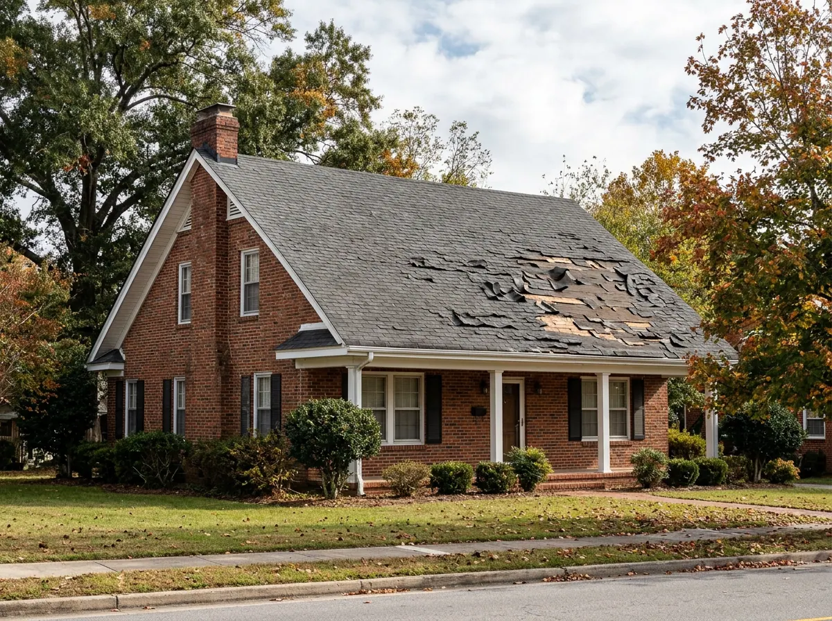 Representative photo of worn and missing roof shingles