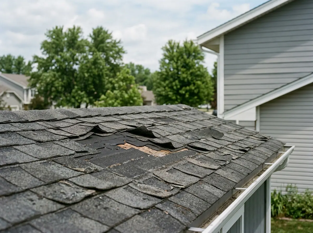 Representative photo of worn and missing roof shingles