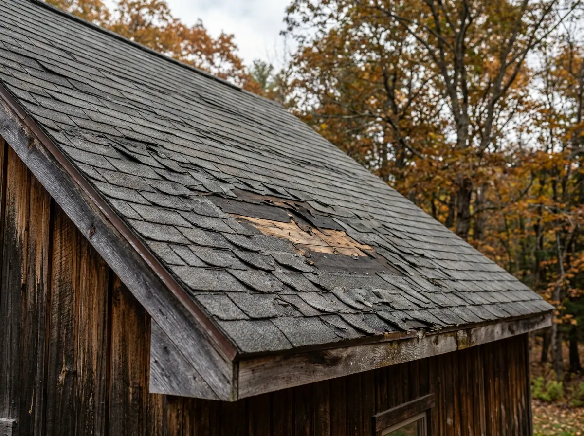 Representative photo of worn and missing roof shingles
