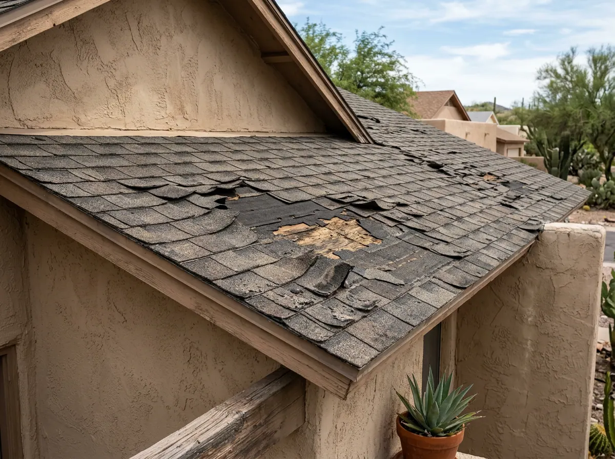 Representative photo of worn and missing roof shingles