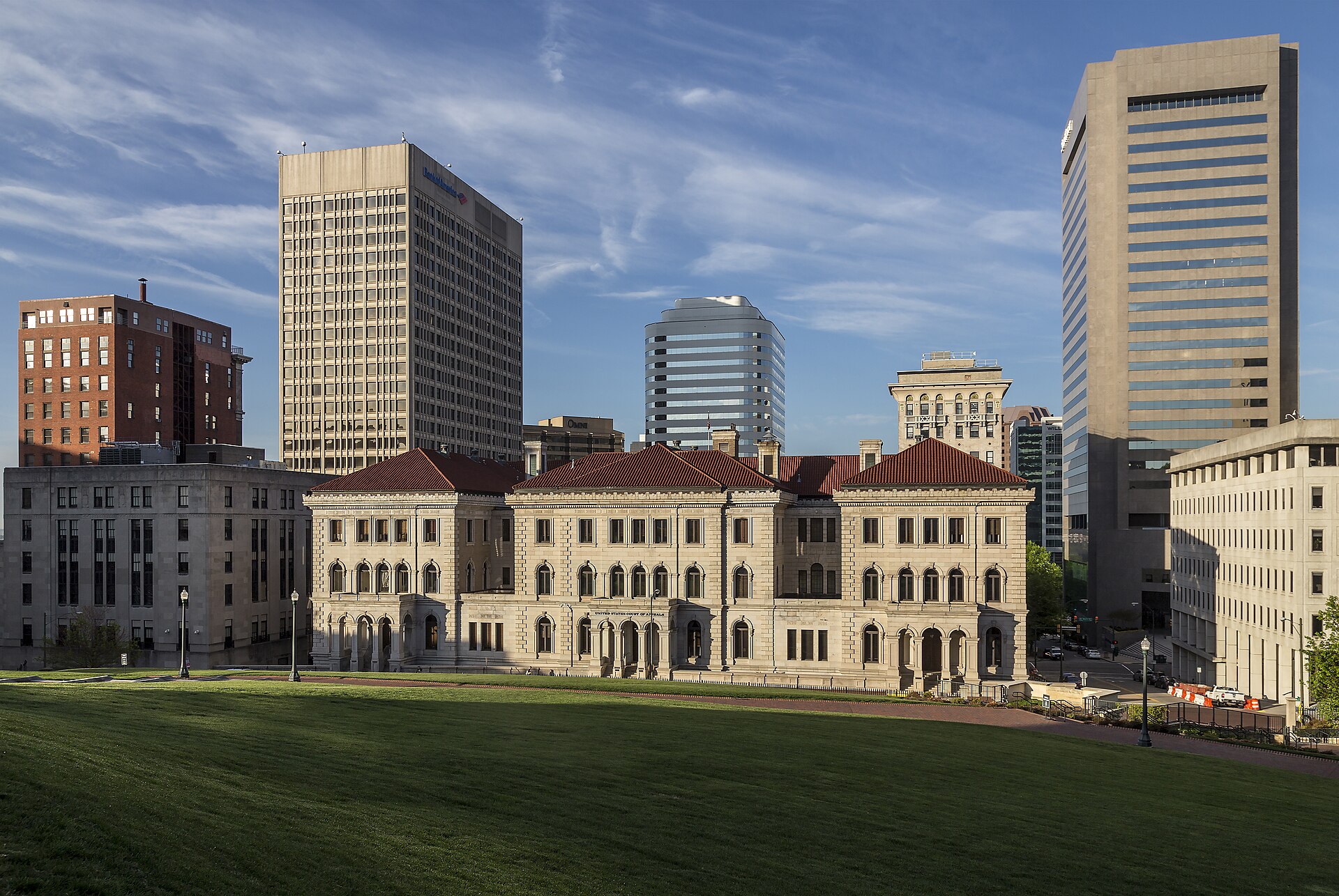 Lewis F. Powell Courthouse and downtown Richmond towers in morning light