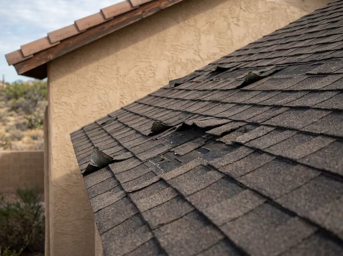 Representative photo of worn and missing roof shingles