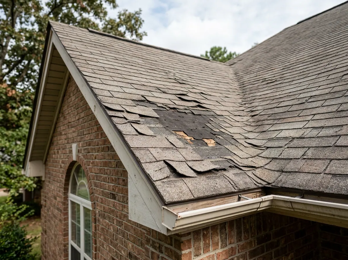 Representative photo of worn and missing roof shingles