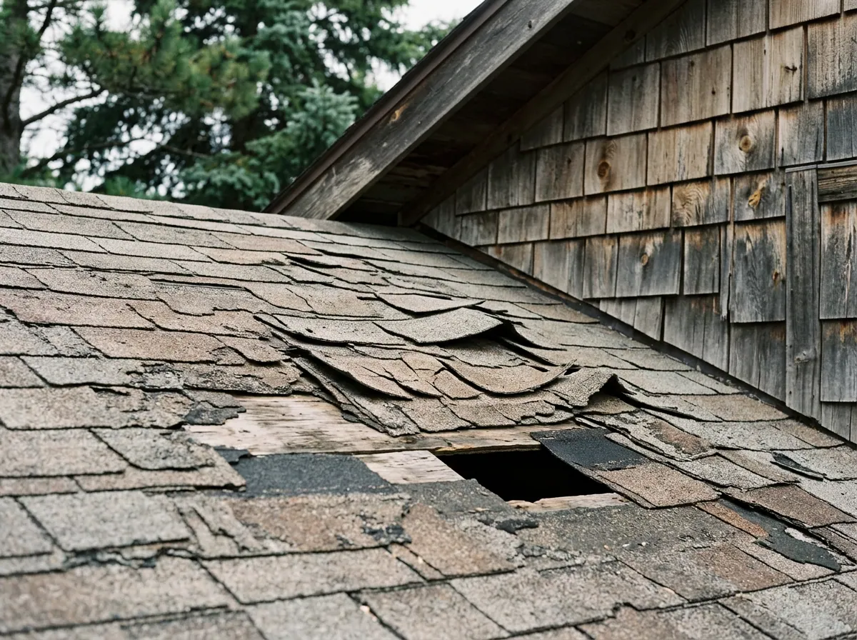 Representative photo of worn and missing roof shingles
