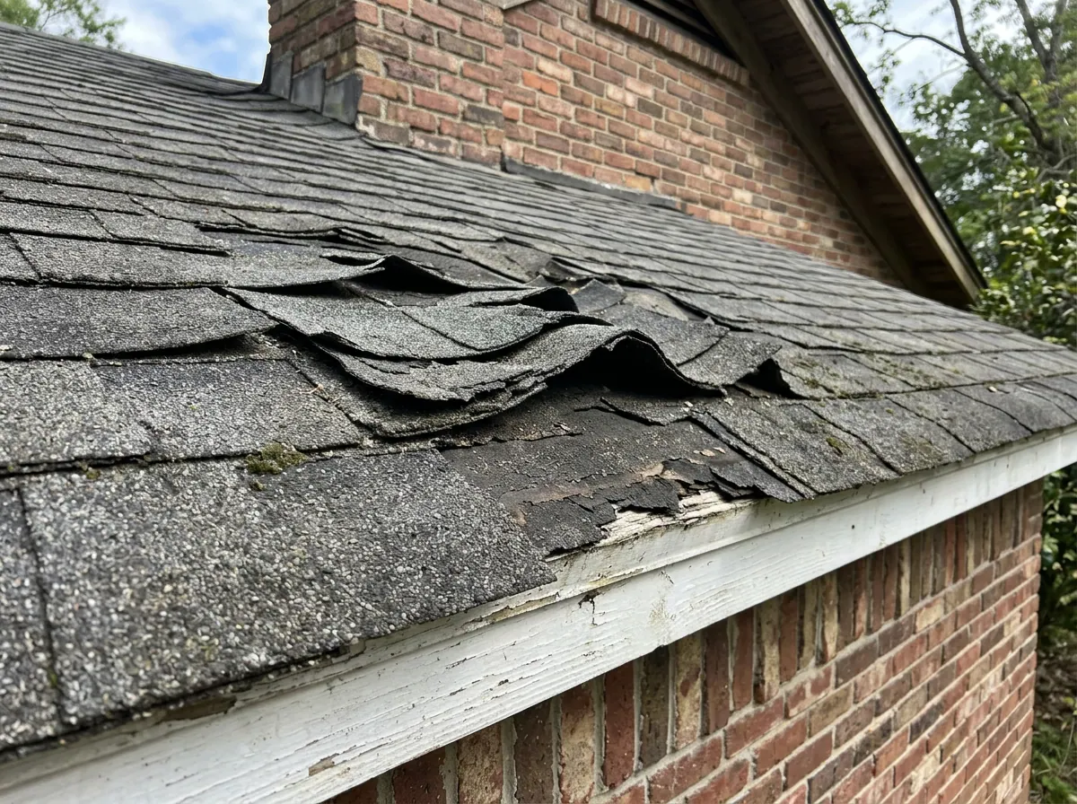 Representative photo of worn and missing roof shingles